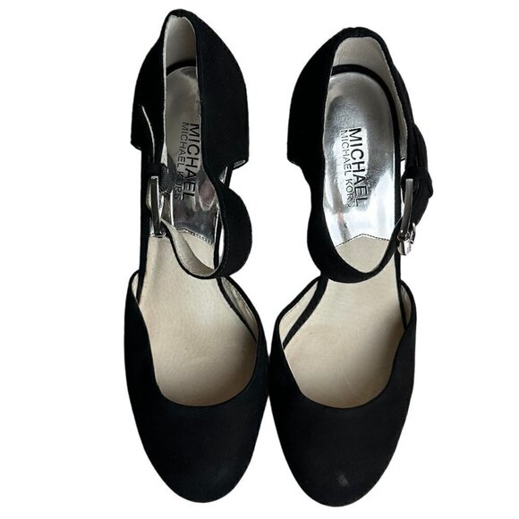 Michael Michael Kors Black Suede Platform Mary Jane Chunky Heels - Picture 2 of 9